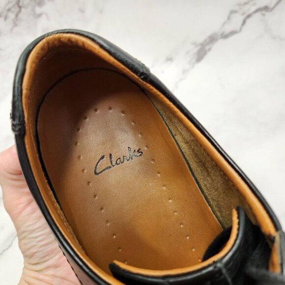 Clarks Black Leather Oxfords Dress Shoes Lace-Up Men's 9.5 - Picture 8 of 10